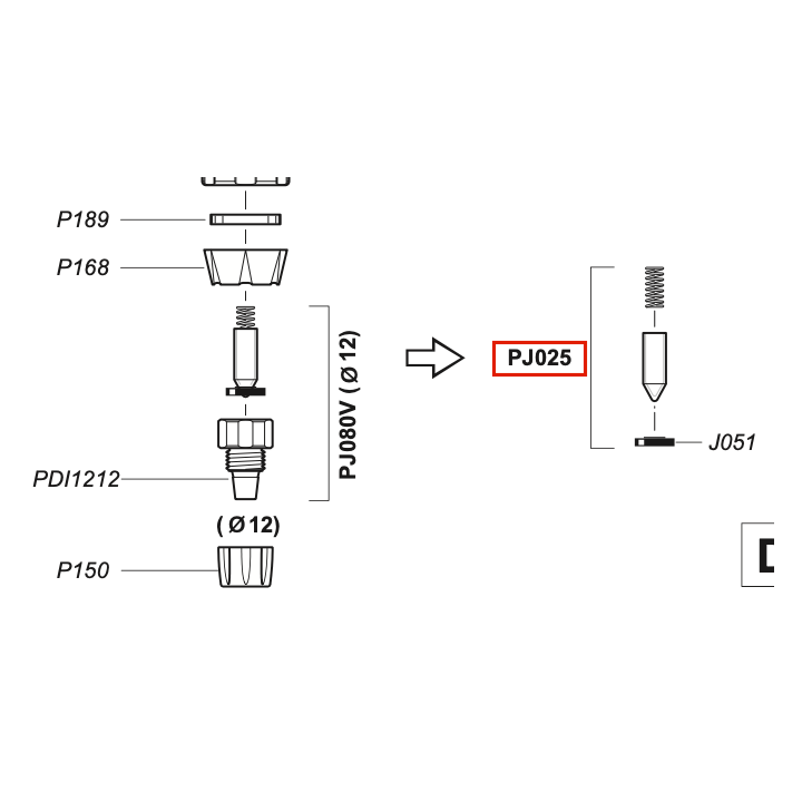 Zestaw naprawczy zaworka zwrotnego HT/AF do Dosatron D45 (PJ025AF)